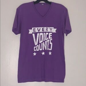 Every Voice Counts Next Level Apparel V Neck T-shirt purple vote small
